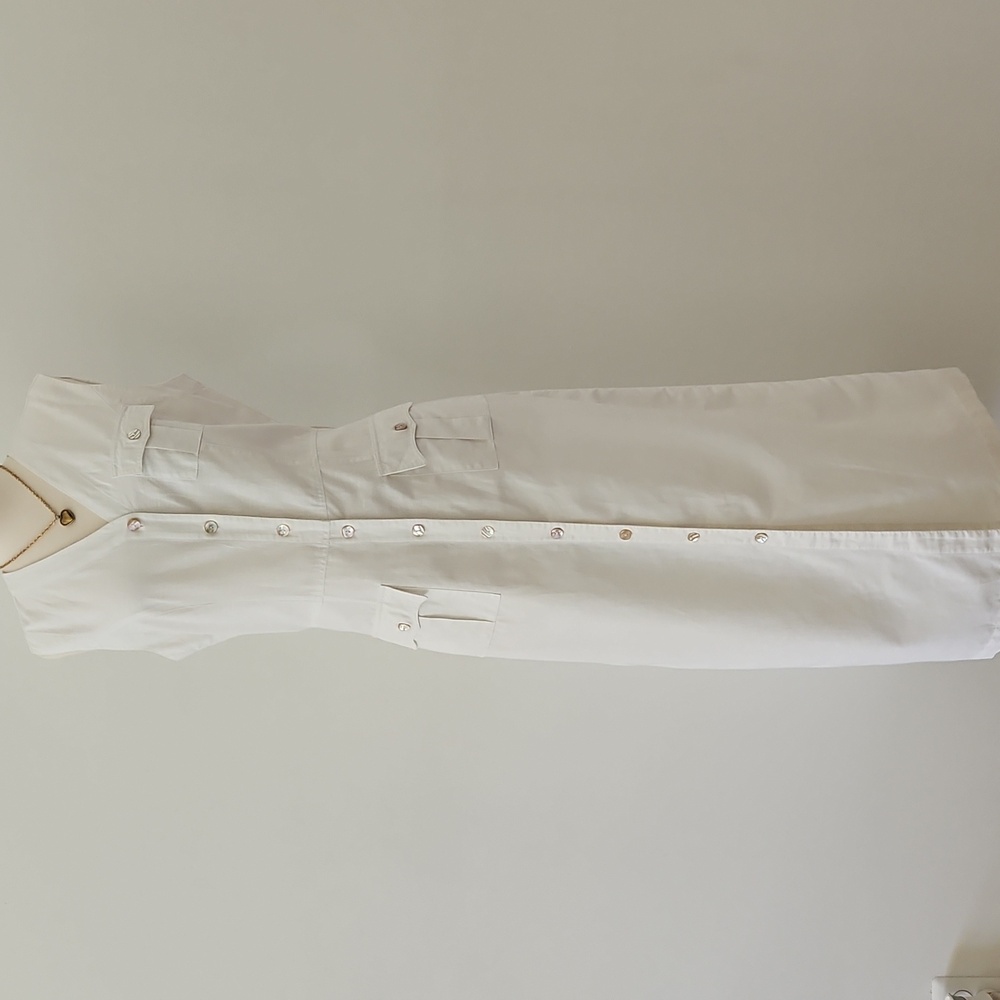 Vintage Rene Dehry Sleeveless Linen Maxi Dress White Quiet Luxury Size Large